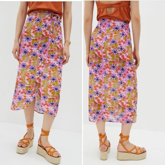 Vera x Anthropologie Floral Midi Skirt $118 12 - Picture 1 of 9